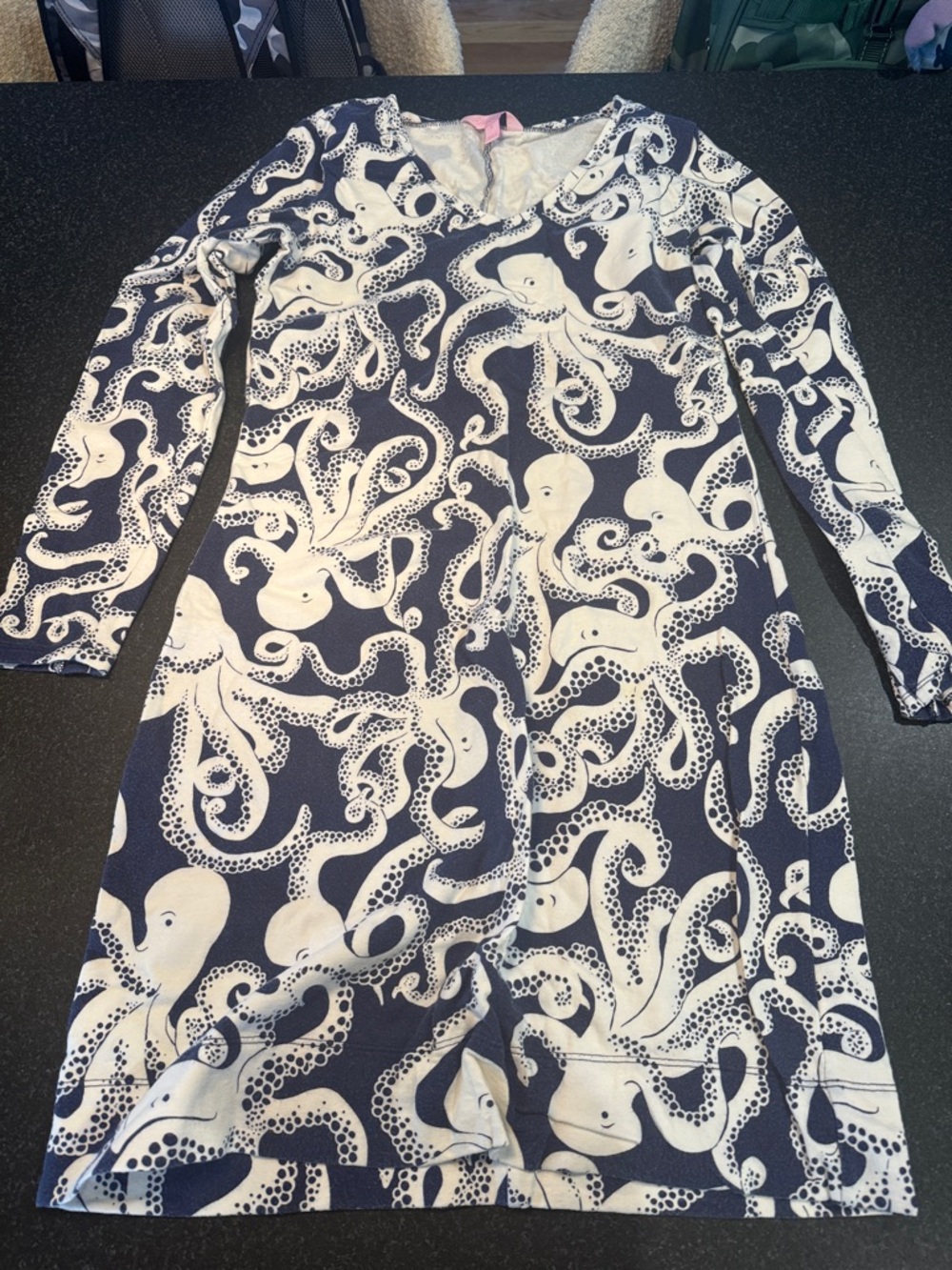 Lilly Pulitzer Navy and White Octopus Print Long Sleeve Rashguard Dress